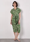 Palm Leaf Shirt Midi Dress, Green, large
