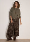 Leopard Print Wide-Leg Woven Trousers, Khaki, large