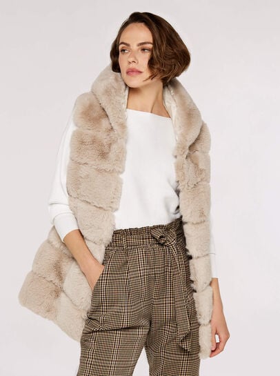 Faux Fur Hooded Longline Gilet