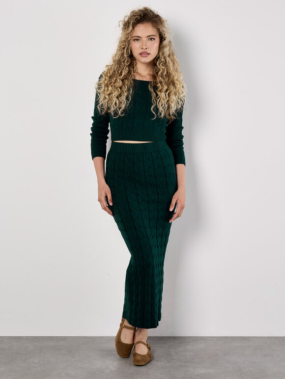 Cable Knit Jumper & Skirt Co-ord Set, , large