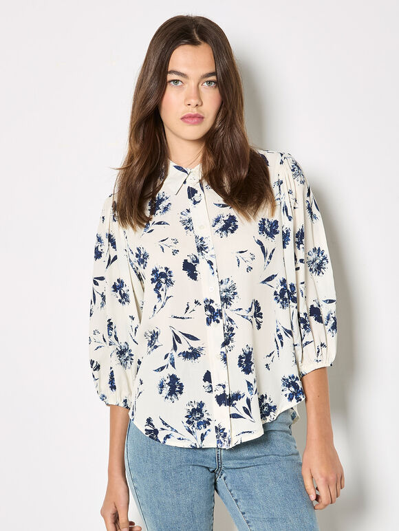Pressed Daisy Shirt, Cream, large