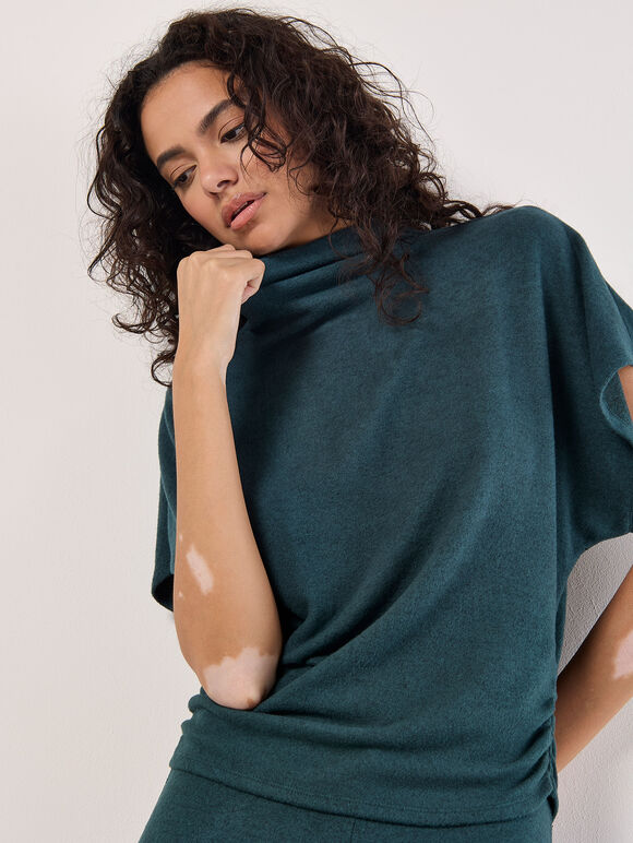 Soft Touch Ruched Top, Green, large