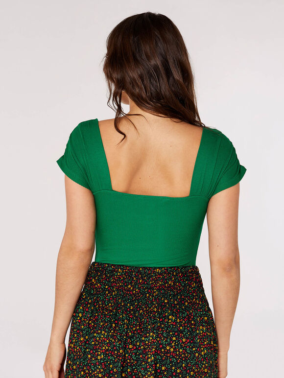 Ribbed Jersey Bodysuit, Green, large