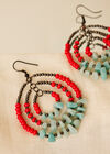 Oval Triple Hoop Earrings, Red, large