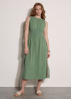 Crochet Trim Smocked Midi Dress, Green, large