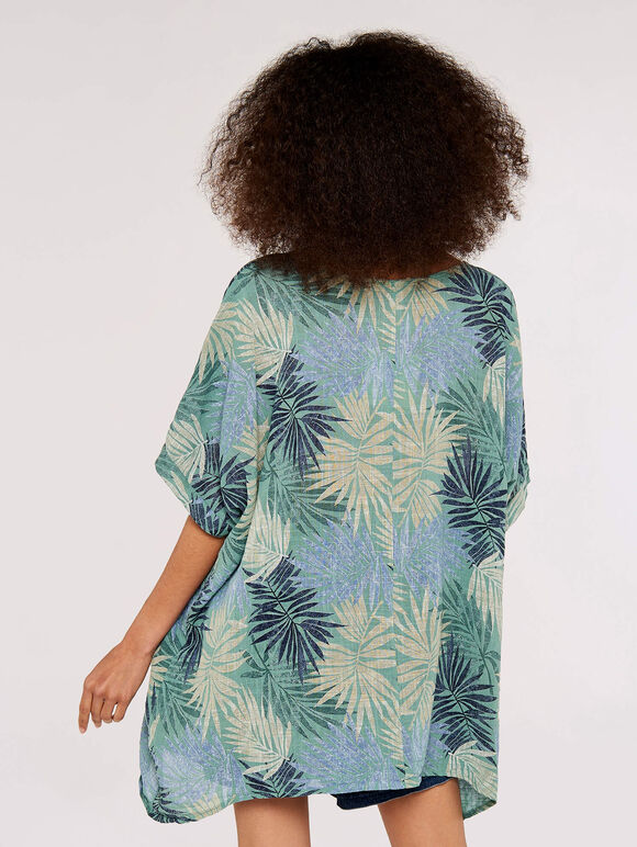 Tropical  Oversized Top, Aqua - Turquoise, large
