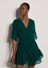 Diamante Chiffon Mini Dress, Pine Green, large