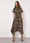 Sarasa Floral Shirt Midi Dress, Khaki, large