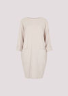 Ribbed Knit Cocoon Mini Dress, Stone, large