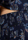 Folk Floral A-Line Midi Skirt, Navy, large
