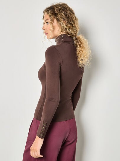 Turtle Neck Button Cuff Top