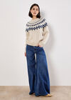 Fair Isle Chunky Knit Jumper, Stone, large