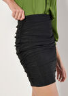 Ruched Metallic Mini Skirt, Black, large