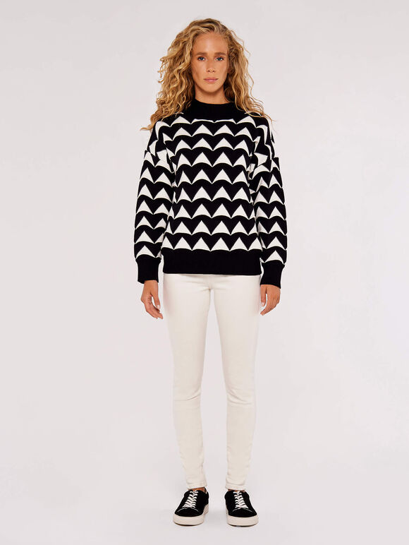 Monochrome Triangles Jumper, Black, large