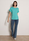 Button Back Textured T-Shirt, Blue, large