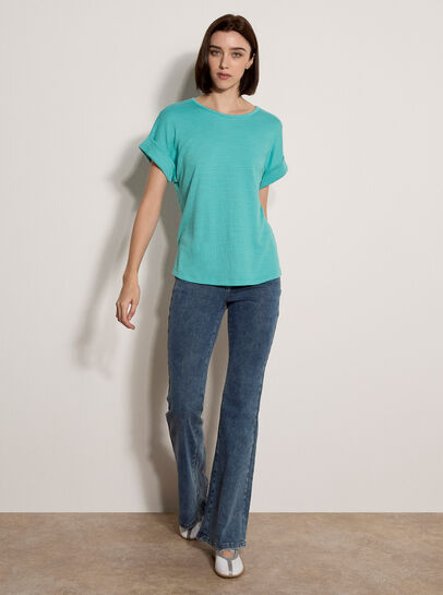 Button Back Textured T-Shirt