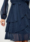 Diamante Embellished Chiffon Tiered Mini Dress, Navy, large