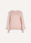 Contrast Organza Sleeves Jumper, Pink, large