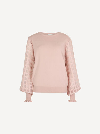 Contrast Organza Sleeves Jumper