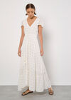 Embroidered Sequin Maxi Dress, White, large