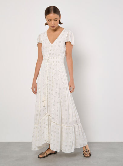 Embroidered Sequin Maxi Dress