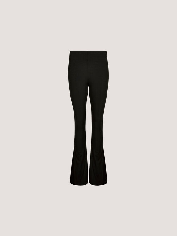 Jersey Flare Trousers, Black, large