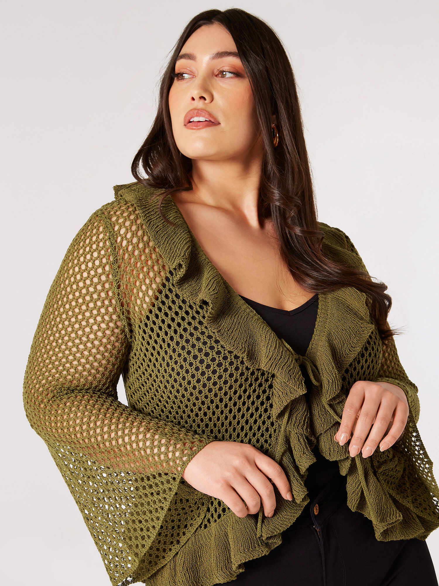 Plus size ruffle cardigan new arrivals