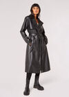 Leather-Look Trench Coat, Black, large