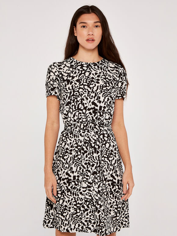 Leaf Silhouette Dress, Black, large