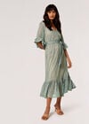 Lace Ruffle Wrap Midi Dress, Mint, large