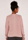 Cable Knit Cardigan, Pink, large
