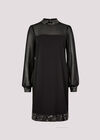 Sequin Trim Shift Mini Dress, Black, large