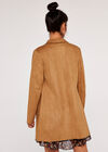 Suedette Waterfall Car Coat, Brown, large