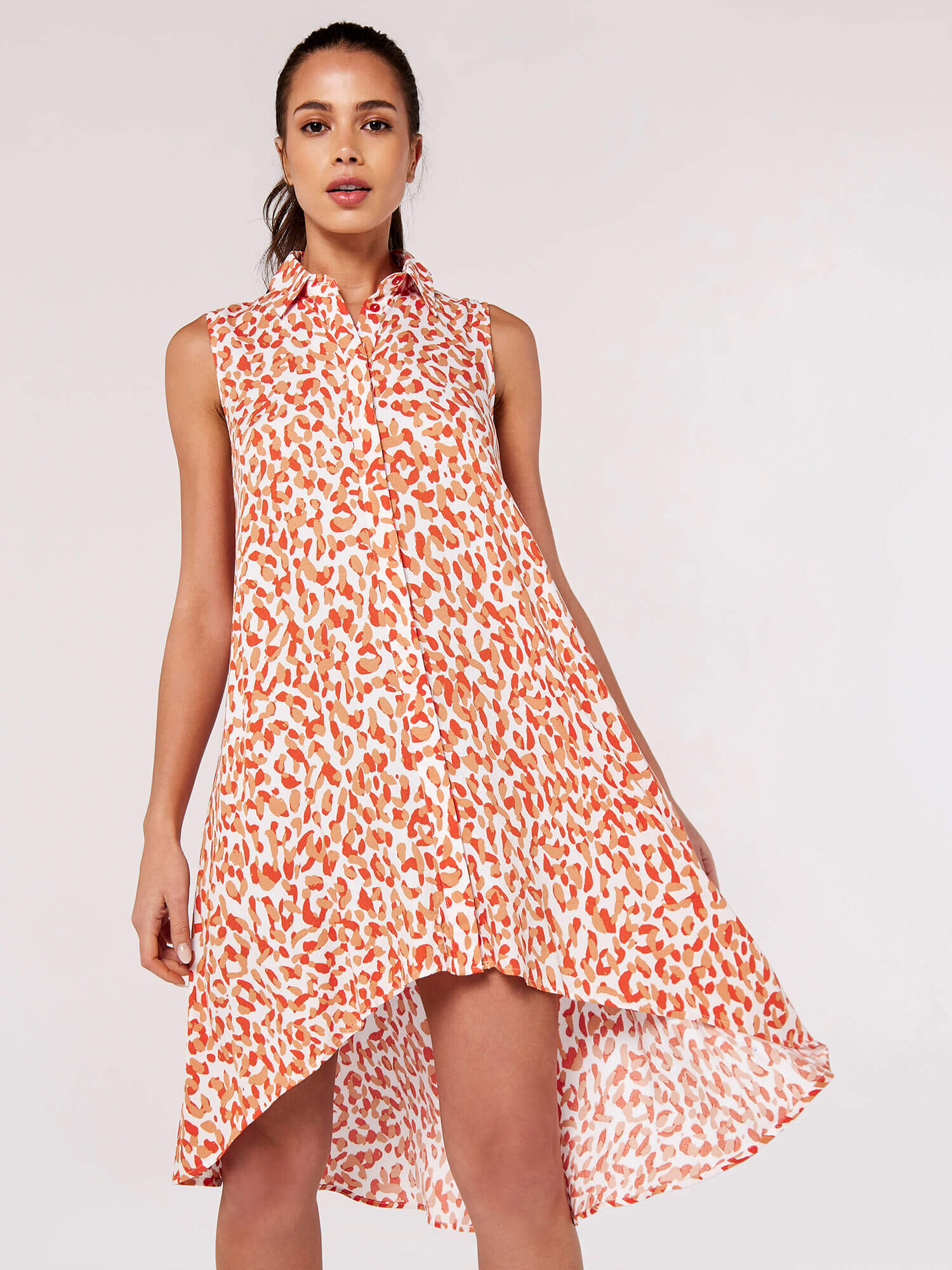 Coral sales print dress