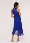 Halter Neck Ruffle Midi Dress, Blue, large