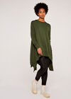 Longline Side Button Jumper, Khaki, large