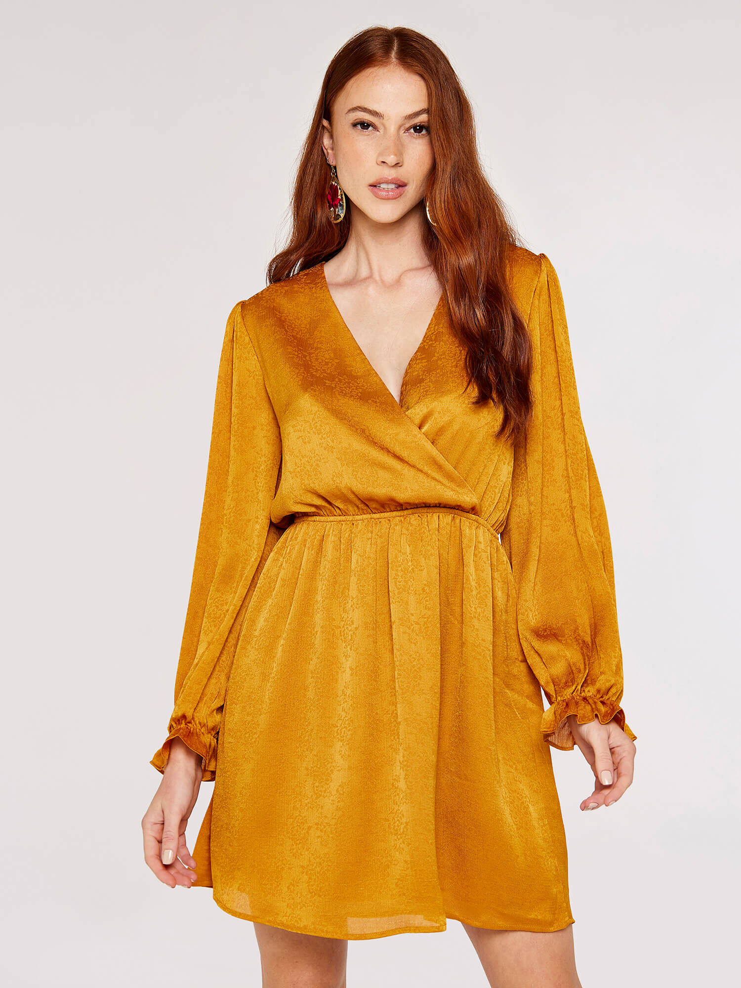 Mustard velvet 2025 wrap dress