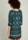 Tribal Print Tunic Dress, Navy, large