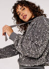 Sequin-Embellished Bomber Jacket, Light Grey / Silver, large