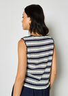 Stripe Pointelle Knit Waistcoat, Navy, large