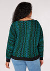 Curve Chevron Knit Jumper, Teal, large