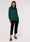 Geometric Tie Neck Satin Shirt, Blue, large