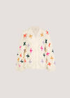 Chunky Knit 3D Flower Cardigan, Cream, large