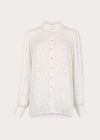 Embroidered Leaf Chiffon Blouse, Cream, large