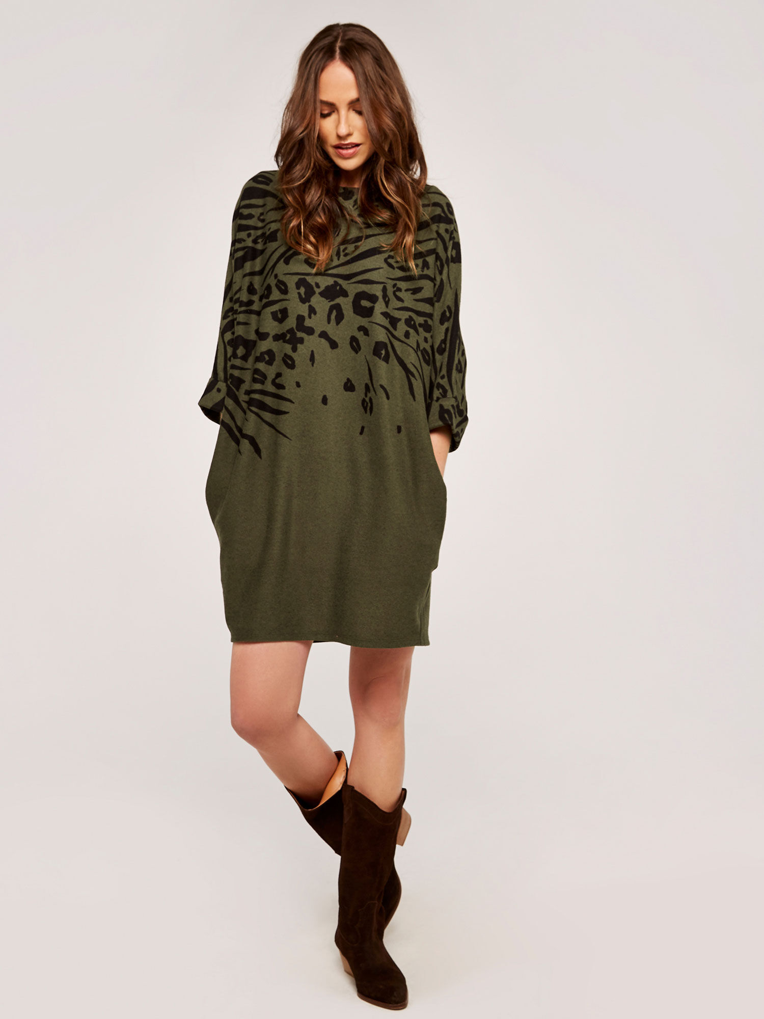 Apricot animal shop print dress
