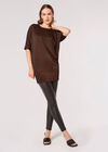 Metallic Stripe Batwing Top, Brown, large