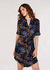 Brushstroke Print Mini Dress, Navy, large