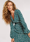 Silhouette Leaf Frill  Dress, Green, large