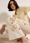 Lulu Floral Embroidered Flare Jeans, Cream, large
