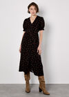 Polka Dot Button-Down Midi Dress, Black, large
